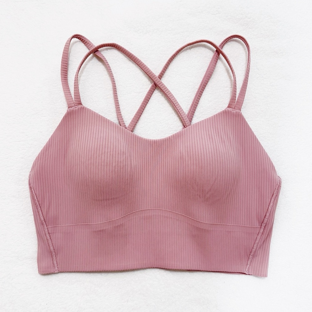 SOLD❌ Lululemon Like a Cloud Ribbed Longline Sports Bra Pink Haze Size 6 - Picture 5 of 10